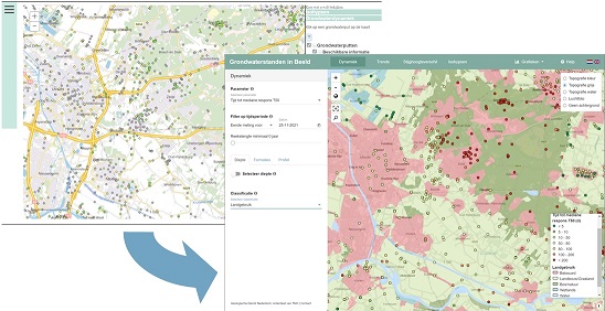 Oud en nieuw: meer informatie van de meetpunten en gebiedsclassificaties geven extra inzicht bij Trends en Stijghoogteverschillen.