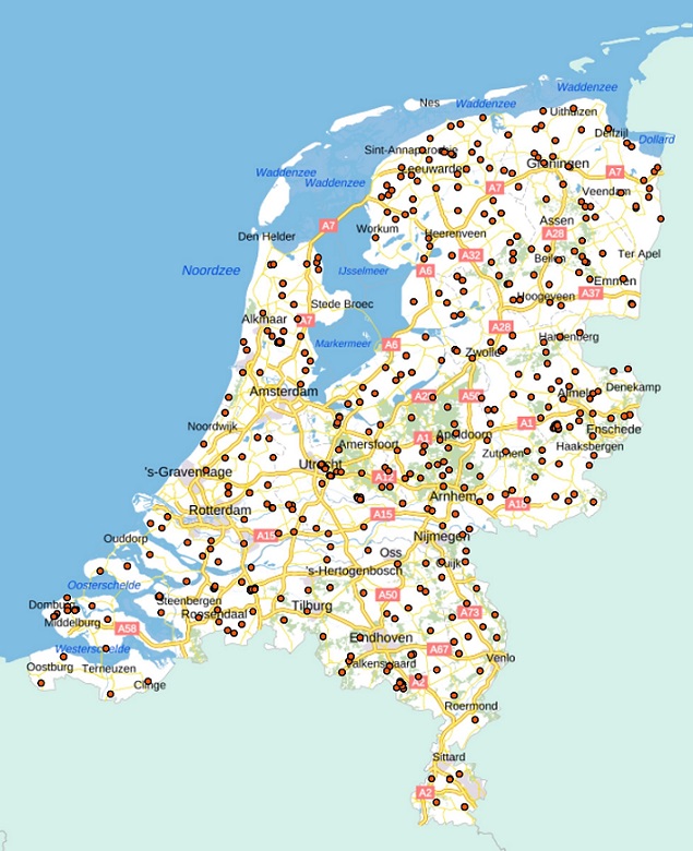 Locaties van de 1.500 toegevoegde chemische boormonsteranalyses.