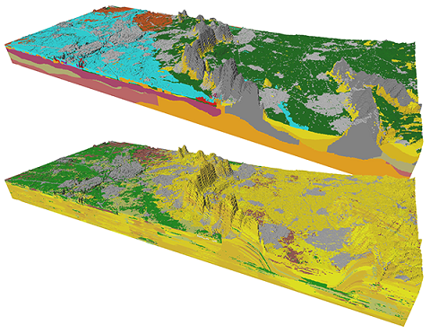 Het model GeoTOP geeft een 3D-beeld van de ondergrond van het vasteland van Nederland tot een diepte van maximaal 50 meter onder NAP